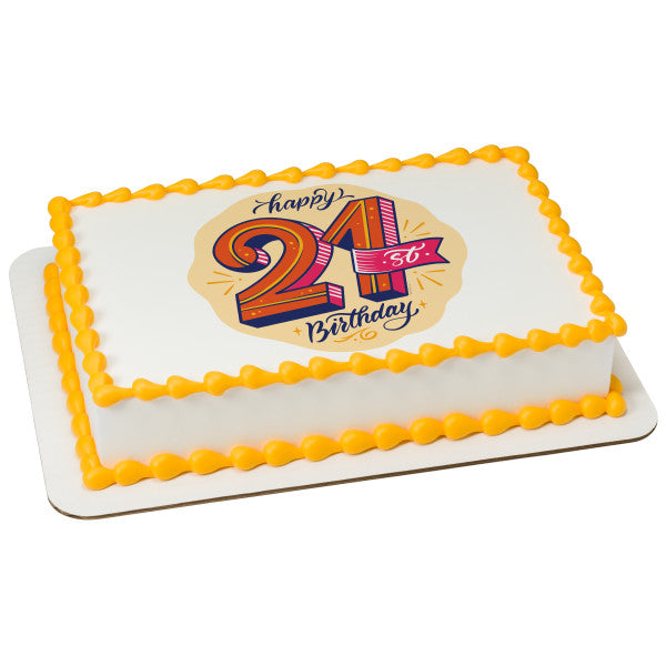 21st Birthday Edible Cake Topper Image