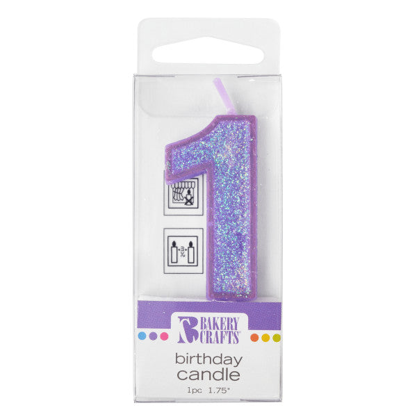 1 Mini Glitter Numeral Candle