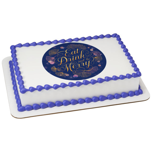 Imagen comestible para decoración de tarta Coma, beba y sea feliz