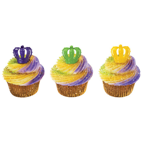 A Birthday Place - Cake Toppers - Mardi Gras 3D Crown Cupcake Rings