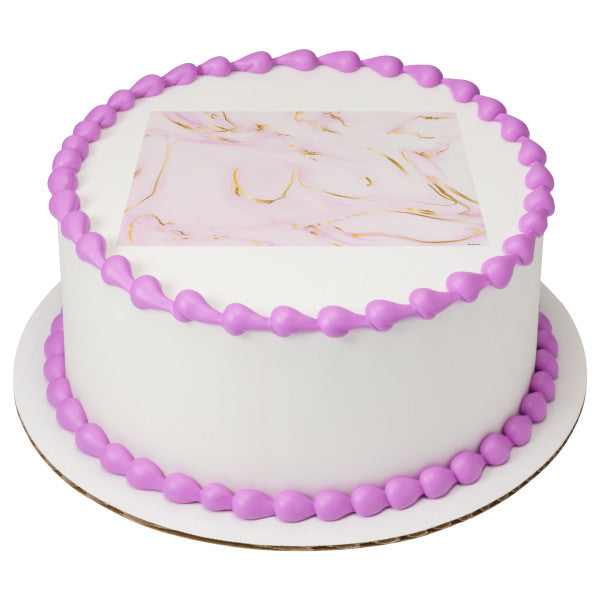 Pink Marble Edible Cake Topper Image