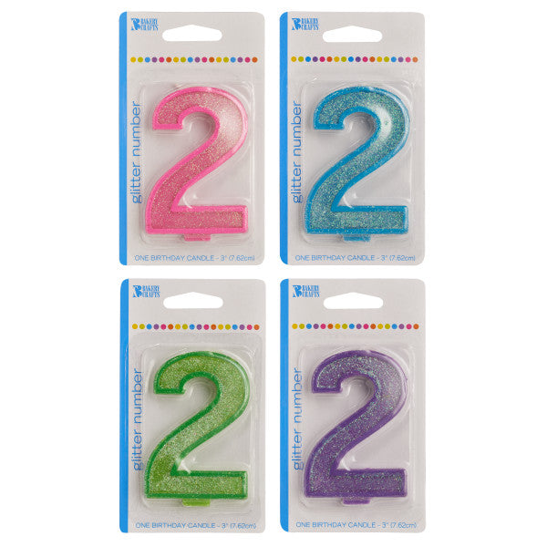 A Birthday Place - Cake Toppers - Bakery Crafts '2' Numeral Glitter Candles