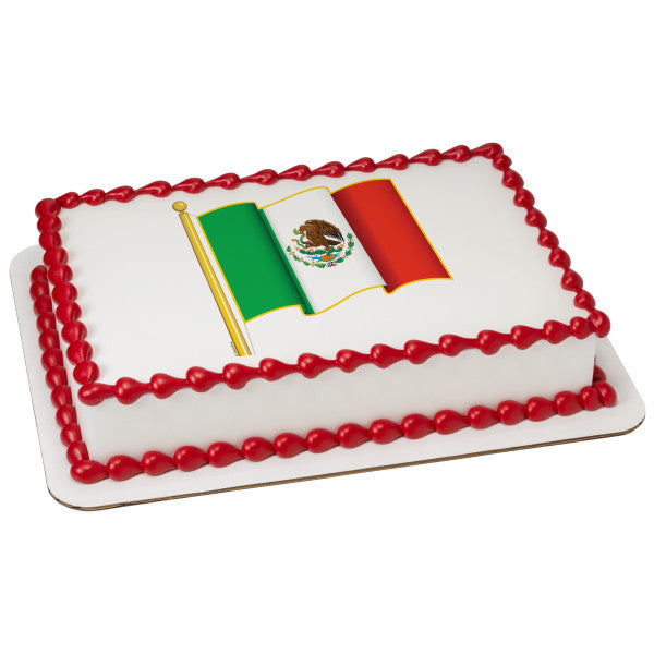 A Birthday Place - Cake Toppers - Mexican Flag Edible Cake Topper Image