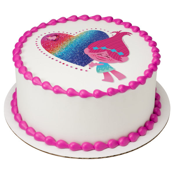 DreamWorks Trolls Sparkle Hearts Edible Cake Topper Image