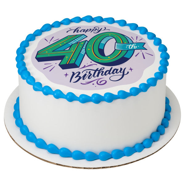 40th Birthday Edible Cake Topper Image