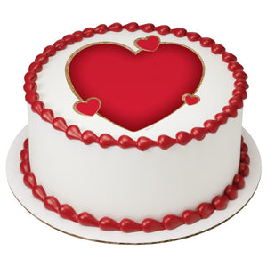 A Birthday Place - Cake Toppers - Red Hearts Edible Cake Topper Image