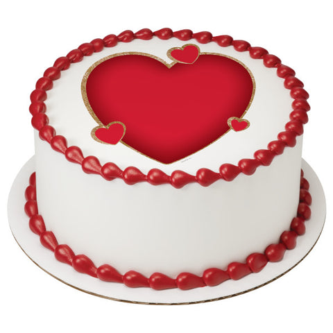 A Birthday Place - Cake Toppers - Red Hearts Edible Cake Topper Image