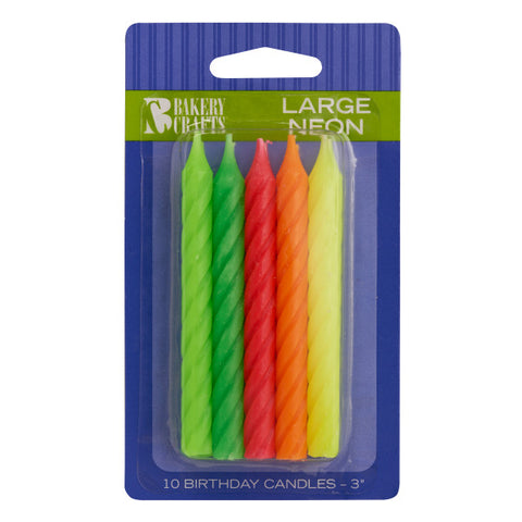 A Birthday Place - Cake Toppers - 10 Large Neon Candles