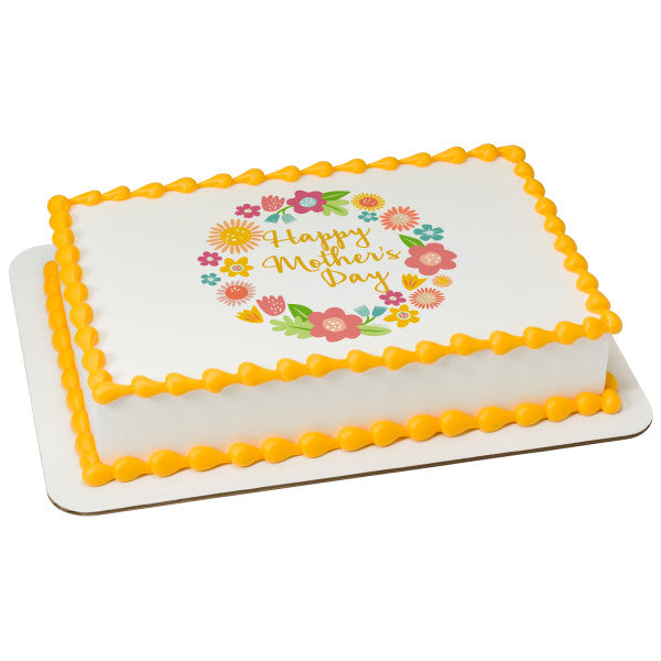 Marco de imagen de decoración comestible para tarta con corona de flores delicadas