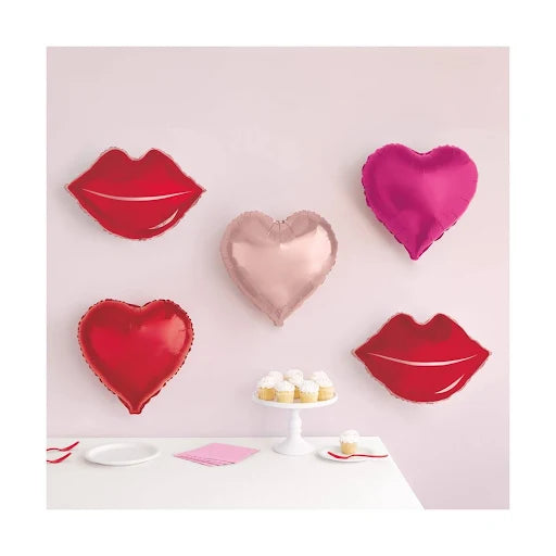 Hearts & Kisses Foil Balloon Wall Decoration Kit, 5pc