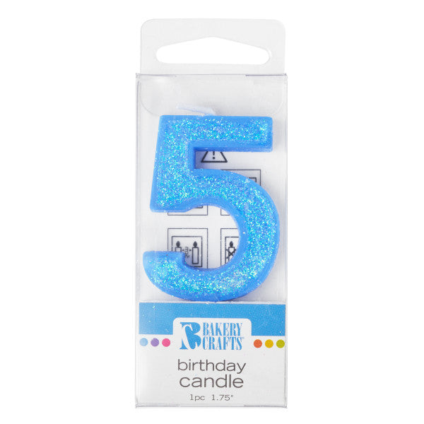 5 Mini Glitter Numeral Candle