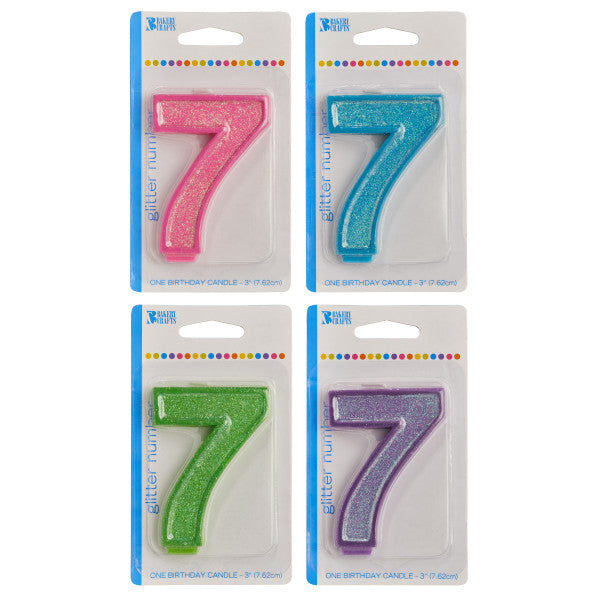 A Birthday Place - Cake Toppers - Bakery Crafts '7' Numeral Glitter Candles