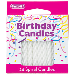 24 White 2 ½" Smooth & Spiral Candles