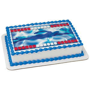 Swimming Edible Cake Topper Image