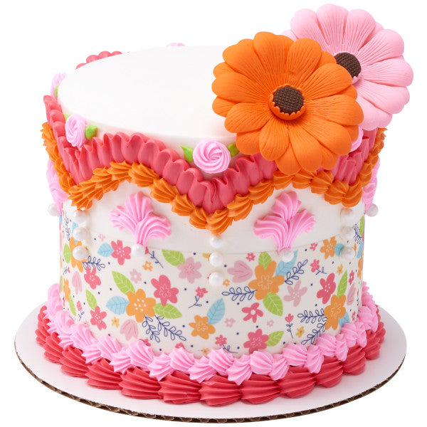 Nostalgic Floral Edible Cake Topper Image Strips