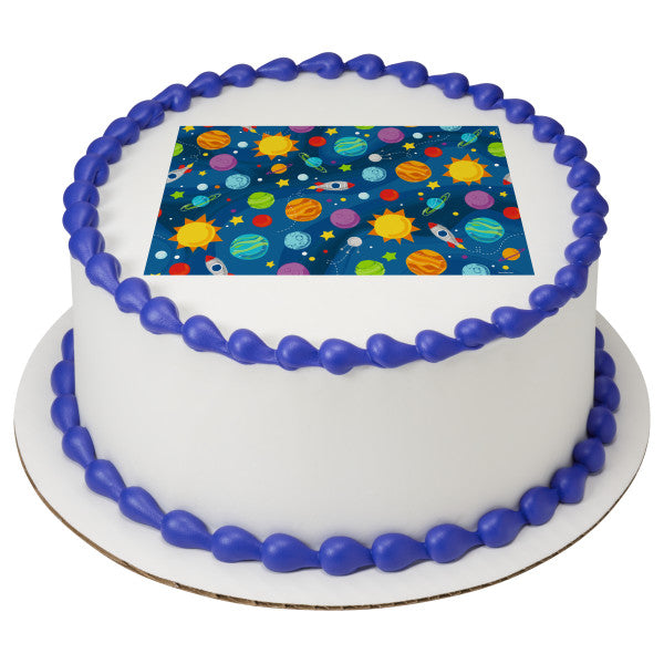 Outer Space Edible Cake Topper Image
