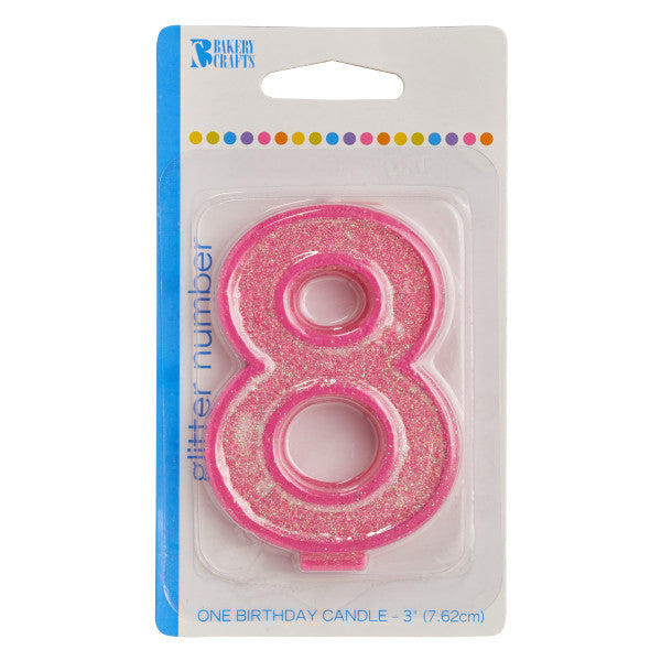 8 Glitter Numeral Candle
