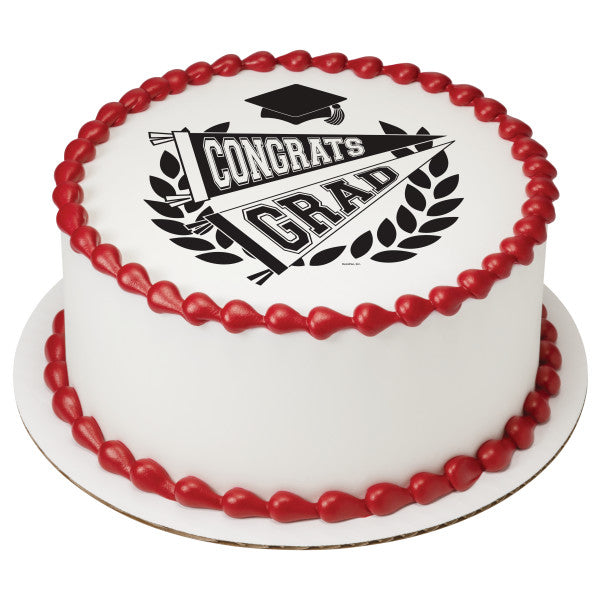 Congrats Grad Pennants Edible Cake Topper Image