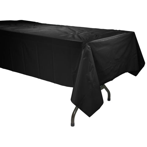 Black Solid Rectangular Plastic Table Cover, 54" x 108"