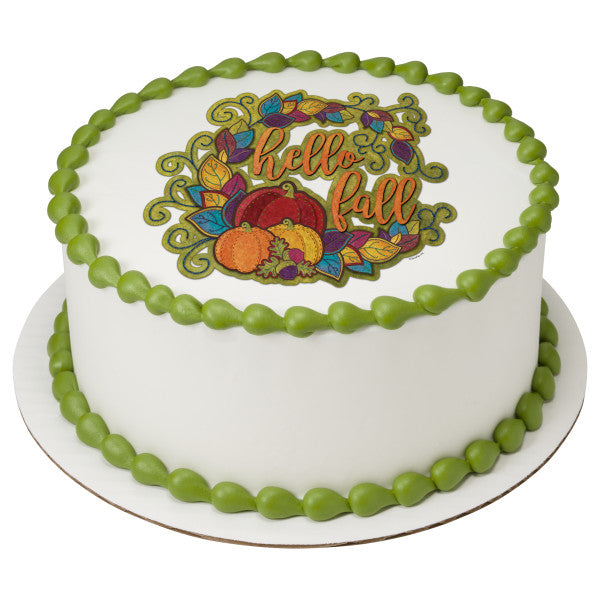 Hello Fall Edible Cake Topper Image