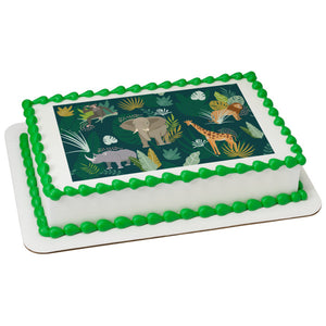 Safari Animals Pattern Edible Cake Topper Image
