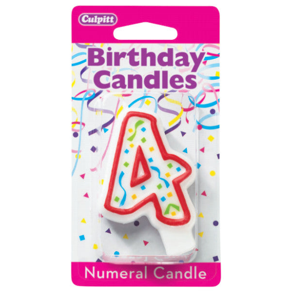 4 Party Red Numeral Candles