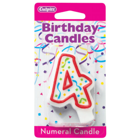 4 Party Red Numeral Candles