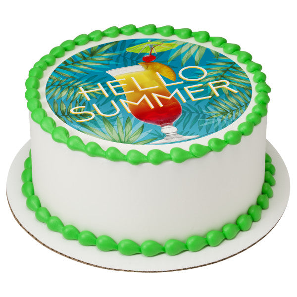 Hello Summer Edible Cake Topper Image