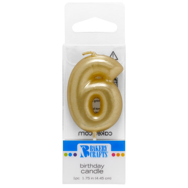 6 Mini Gold Numeral Candles