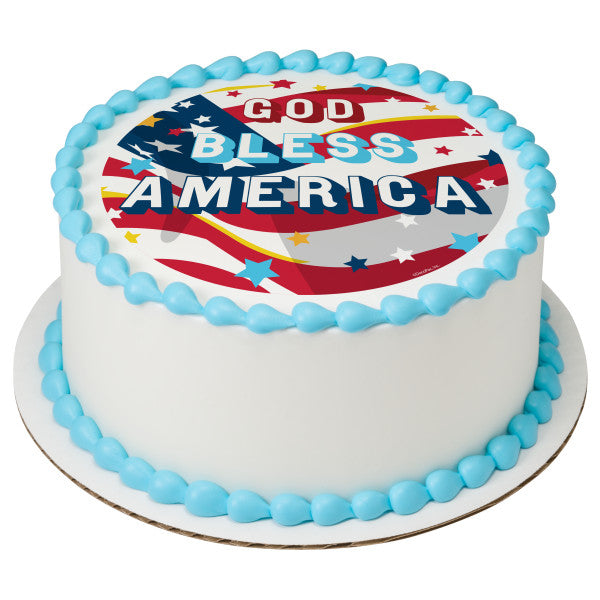 God Bless America Edible Cake Topper Image