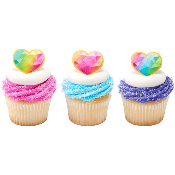 Rainbow Prism Heart Cupcake Rings