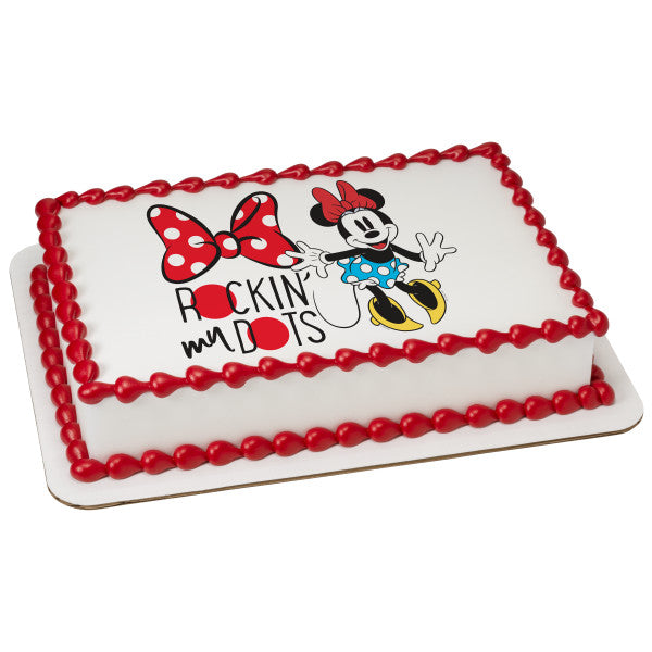Mickey Mouse & Friends Minnie Rockin' My Dots Edible Cake Topper Image
