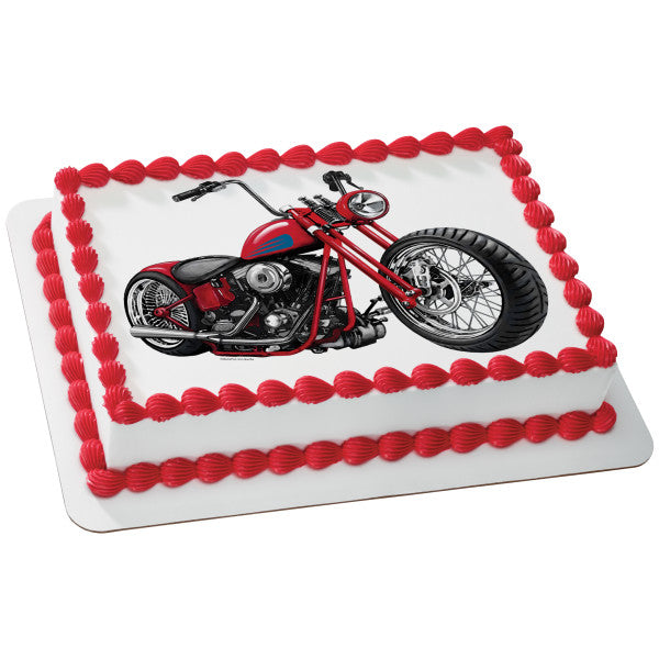 A Birthday Place - Cake Toppers - Motorcycle Edible Cake Topper Image