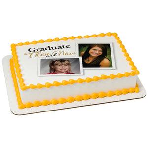 Graduate Then and Now Edible Cake Topper Image Frame
