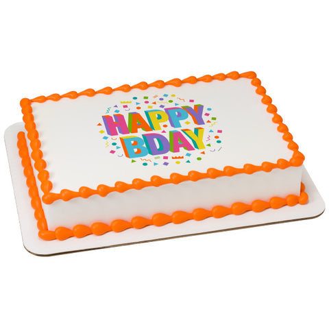Happy Bday Edible Cake Topper Image