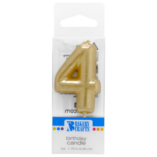 4 Mini Gold Numeral Candles