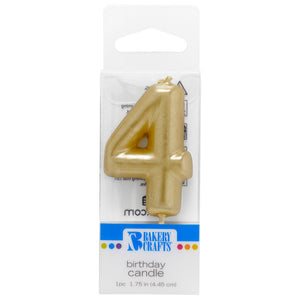 4 Mini Gold Numeral Candles