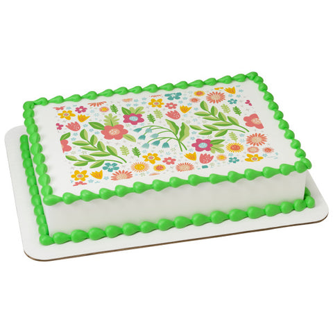 Delicate Florals Edible Cake Topper Image
