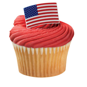 A Birthday Place - Cake Toppers - American Flag Cupcake Rings