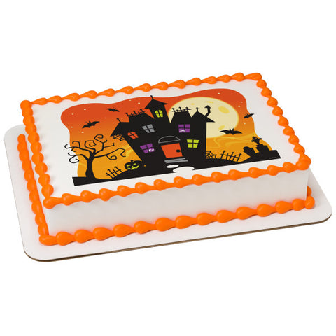 Spooky Haunted House Edible Cake Topper Image