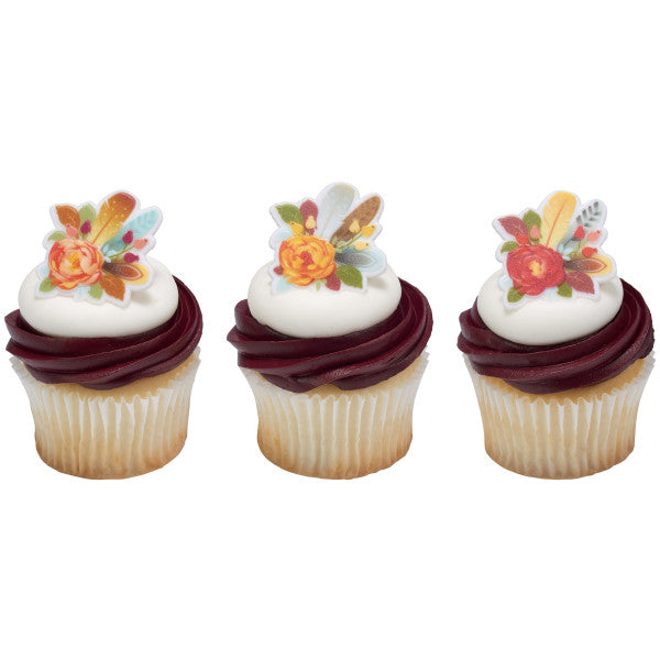 Flowers & Feathers Cupcake Rings