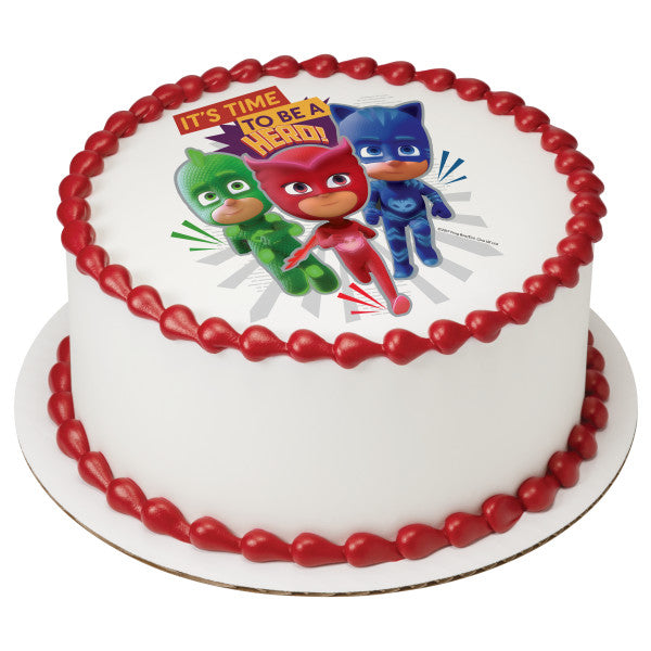 PJ Masks It's Time to be a Hero Edible Cake Topper Image