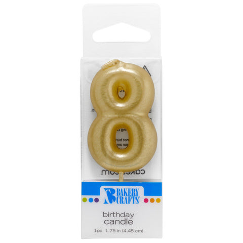 8 Mini Gold Numeral Candles
