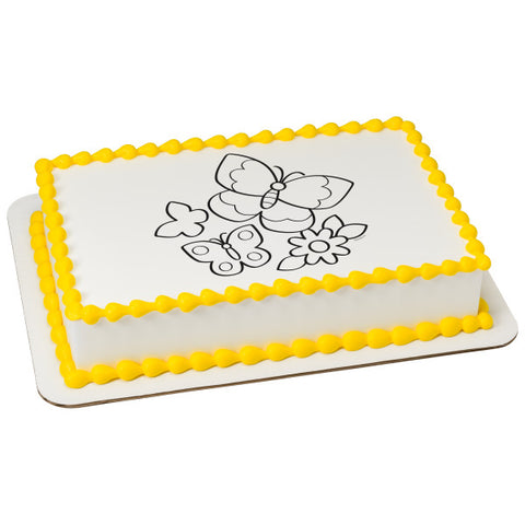 Paintable Butterflies Edible Cake Topper Image