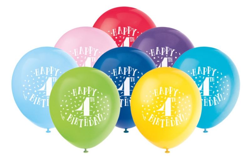 4th Birthday 12" Balloons