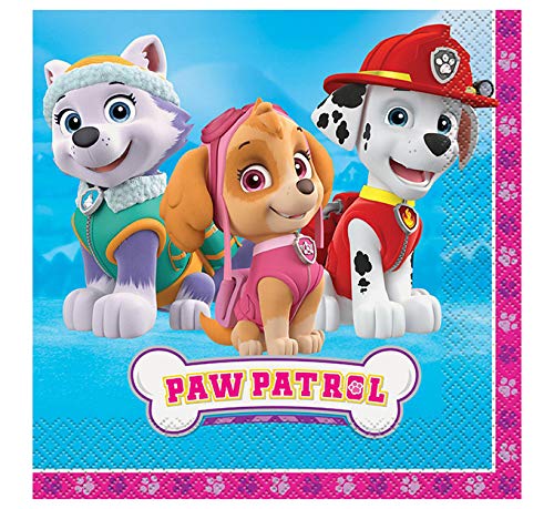 Pink and Blue Paw Patrol Luncheon Napkins with Skye, Everest, and Marshall