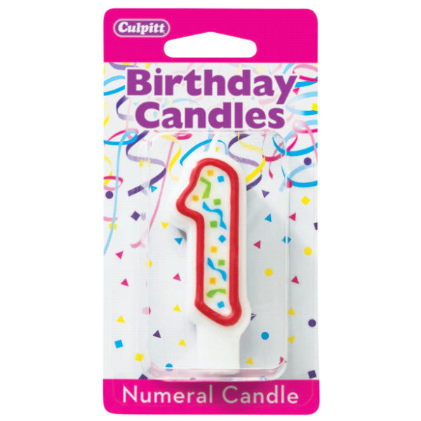 1 Party Red Numeral Candles