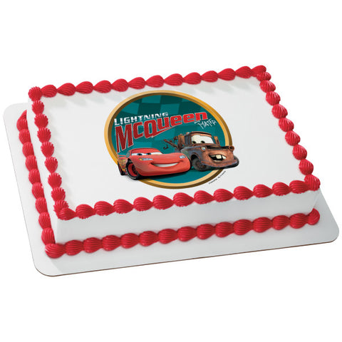 A Birthday Place - Cake Toppers - Cars Victory Lane Edible Cake Topper Image