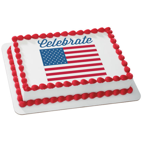 A Birthday Place - Cake Toppers - Celebrate America-Flag Edible Cake Topper Image