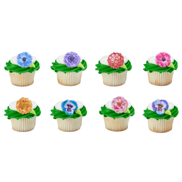A Birthday Place - Cake Toppers - Garden Flowers Cupcake Rings